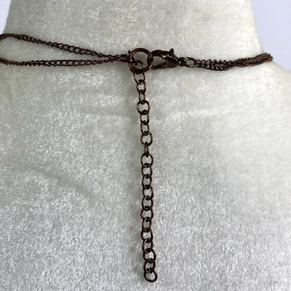 Beaded Necklace Multi Strand Twisted Seed Bead‎ Pink Clear Gold Tone Statement
